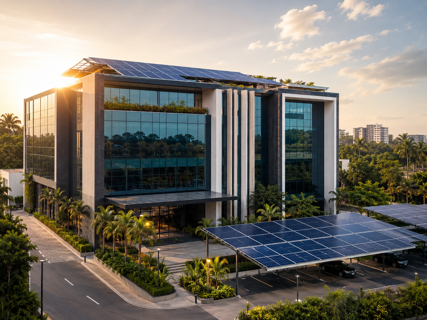 Commercial building solar installation